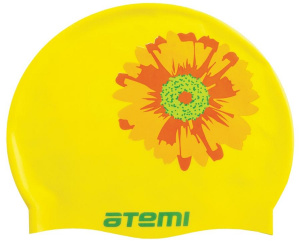 Шапочка для плавания ATEMI PSC415 силикон, желтая (цветок)