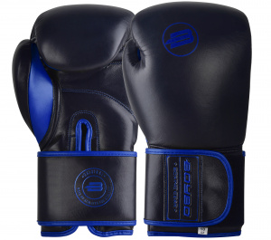 Перчатки боксерские BOYBO Rage BBG200 кожа, черный/синий, р-р, 12 OZ