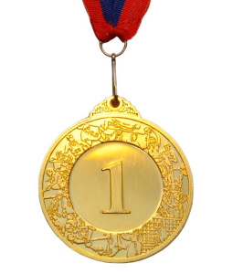 Медаль T503-1  "Россия" 1место ЗОЛОТО, диаметр 6,5 см, длина ленты 44 см