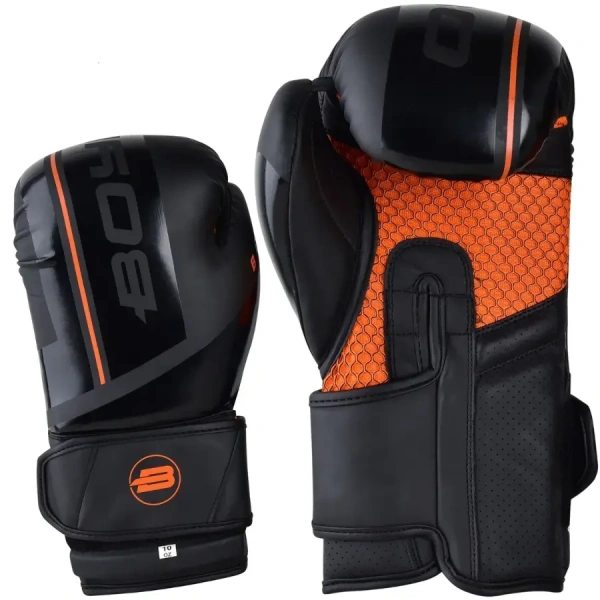 Перчатки боксерские BOYBO B-Series BBG400 флекс, черный/оранжевый , р-р, 14 OZ