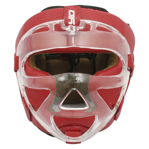 Шлем боксерский с пластиковым забралом BOYBO Flexy BP2006 красный р.S