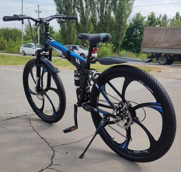 Велосипед GMINDI 26" 860 (21ск., литые колеса, скл рама, двухподвес) черный/синий