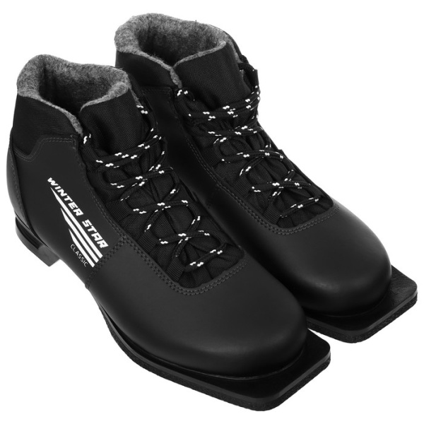 Ботинки лыжные 75мм WINTER STAR CLASSIC иск. кожа, цв. чёрный, лого белый, р.37