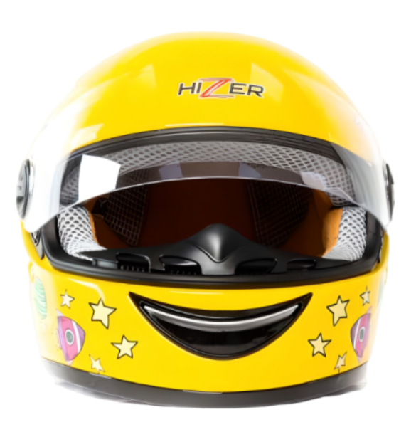 Шлем мото интеграл HIZER 105 детский, цв. желтый, р.M (5626)