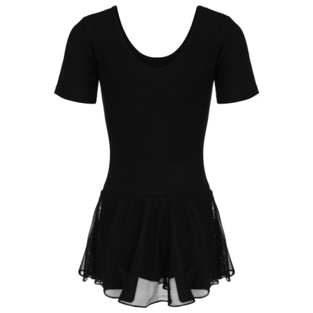 Купальник гимнаст SIMA х/б, короткий рукав, юбка-сетка, цвет черный (р. 30) (2620719)
