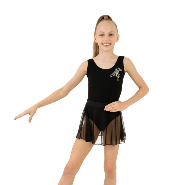Юбка гимнастическая Grace Dance сетка цвет чёрный, р.42 (7866437)