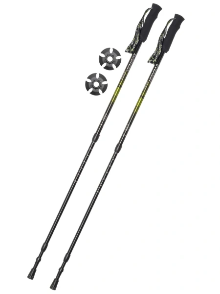 Палки для скандинавской ходьбы EVEREST телескопическая, 3-х секц, алюм до 105-135см цвет зеленый