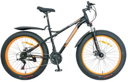 Велосипед MINGDI 26" FAT BIKE 731 (21ск., двухподвес) черный/оранжевый