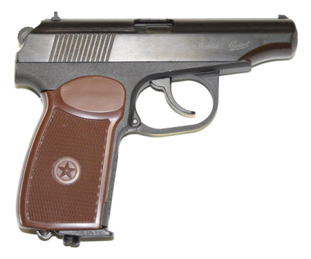 Пистолет пневматический МР-654К-20 (Макарова, коричневая рукоятка) 4,5 мм