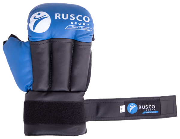 Перчатки для рукопашного боя RUSCOsport PRO, к/з, синие. Oz 12