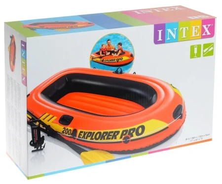Лодка INTEX 58357 EXPLORER PRO 200, комплект:весла пластик 122см., насос ручной.