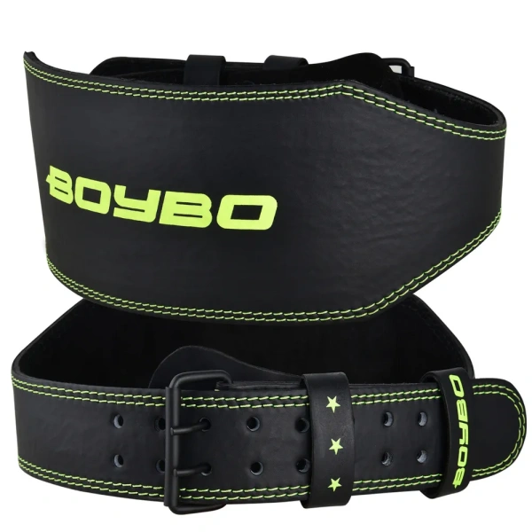 Пояс т/а BoyBo Premium BW650 черный/зеленый кожа S