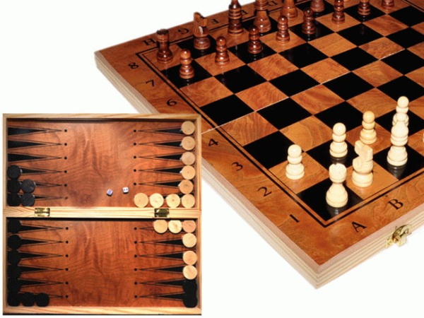 Игра настольная 3 в 1 S3029 (нарды, шахматы, шашки). Материал:  дерево. Размер доски 29х29 см