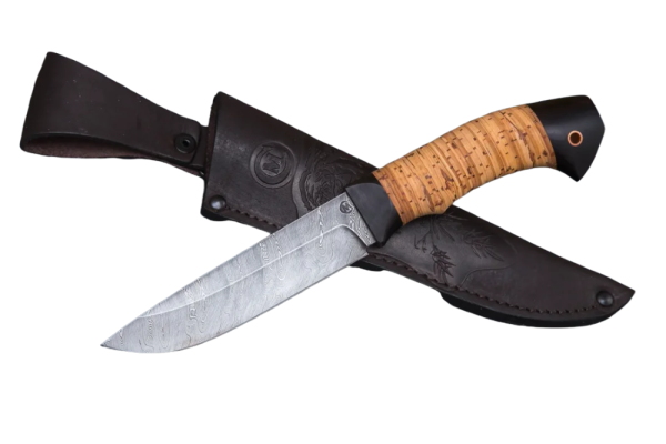 Нож туристический Ястреб дамасская сталь, рукоять береста