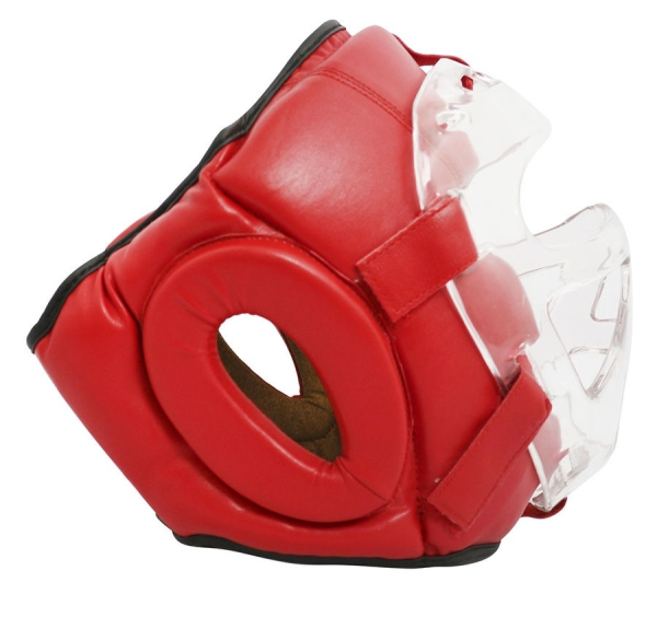 Шлем боксерский с пластиковым забралом BOYBO Flexy BP2006 красный р.M