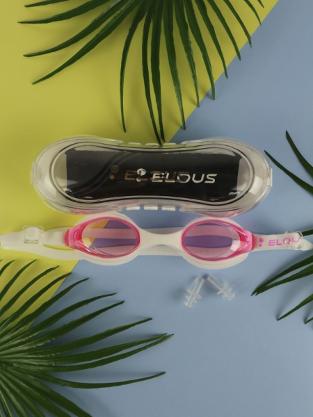 Очки для плавания ELOUS YG-2200, цв. белый/розовый