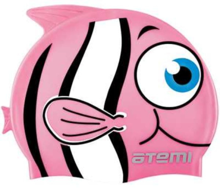 Шапочка для плавания ATEMI FC104 силикон (дет.) рыбка, розовая