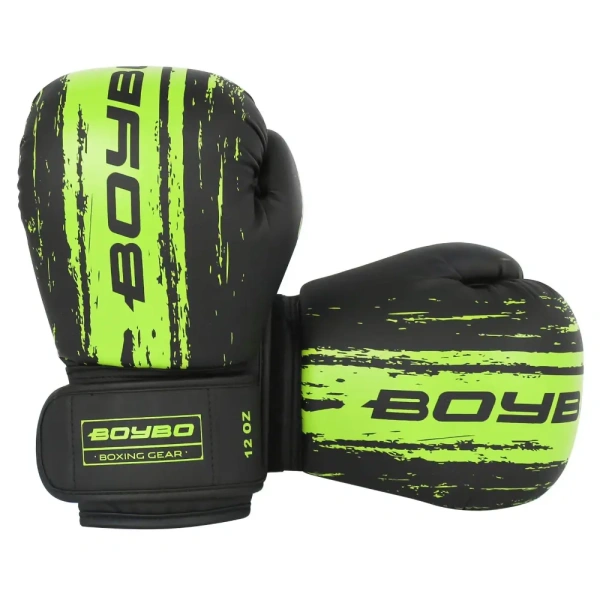 Перчатки боксерские BOYBO Stain BGS322 флекс, зеленый , р-р, 14 OZ