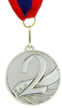 Медаль 5200-14, d - 50мм (цвет "серебро"). Большой номер на фоне волн