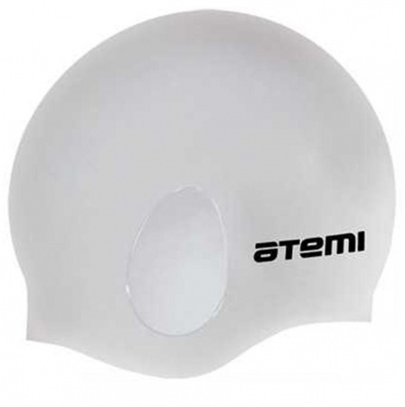 Шапочка для плавания ATEMI EC103, силикон (c "ушами"), серебро