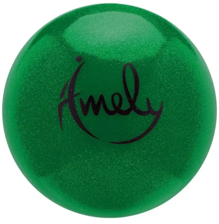 Мяч для художественной гимнастики однотонный AMELY AGB-303, d-19 см, PVC, зеленый, с насыщенными блестками