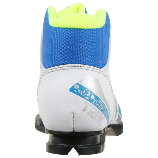 Ботинки лыжные 75мм TREK Winter Comfort 3, цв. белый/синий/лайм-неон, лого серебристый, р.33