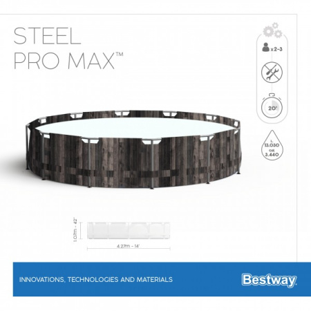 Бассейн BEST WAY 5614Z каркасный Steel Pro Max 427х107см, фильтр-насос, лестница, тент, 13030 л