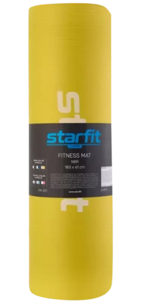 Коврик для йоги и фитнеса STARFIT FM-301 NBR (183х61х1,5 см) желтый