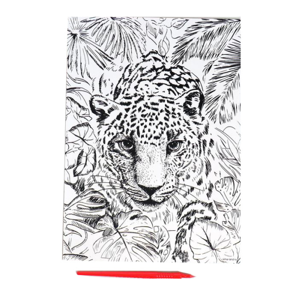 Гравюра "Леопард в джунглях" с металлическим золотым эффектом А4 (4528670)