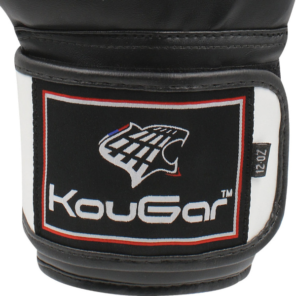 Перчатки боксерские KOUGAR KO400 кож. зам, черные, р-р, 12OZ
