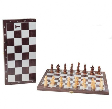 Игра настольная ШАХМАТЫ 40х20х4 см, походные деревянные с венге доской, рисунок серебро (188-18)