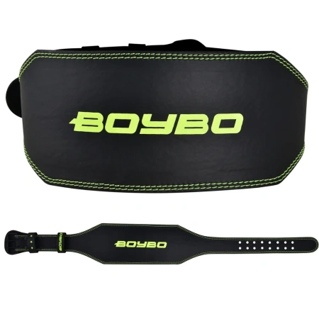 Пояс т/а BoyBo Premium BBW650 черный/зеленый кожа XL