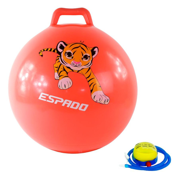 Мяч гимнастический ESPADO ES2114 "Тигренок"  d-45см, с ручкой, оранжевый