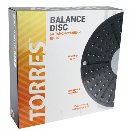 Гимнастический диск для балансировки TORRES AL1011, 40см., нескольз. покрытие, черный/оранжевый