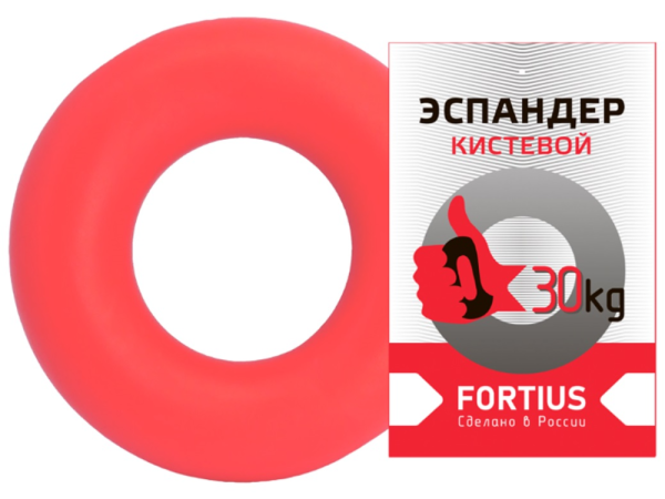 Эспандер кистевой FORTIUS Кольцо 30 кг гладкий, красный