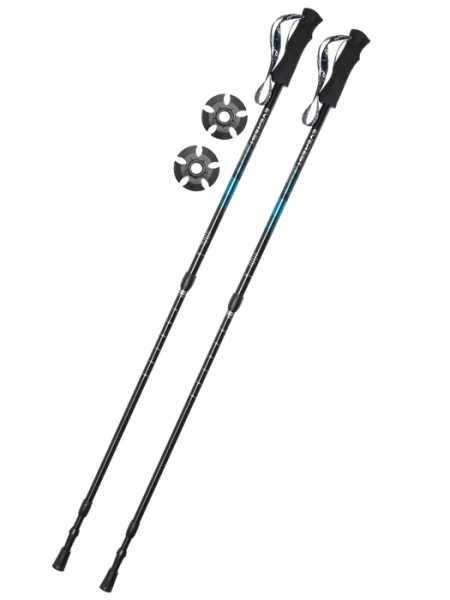Палки для скандинавской ходьбы EVEREST телескопическая, 3-х секц, алюм до 105-135см цвет синий