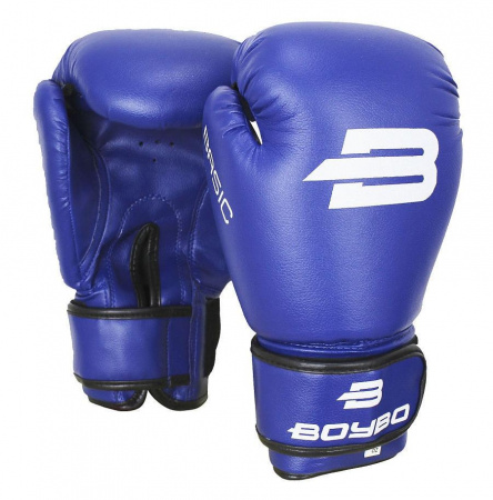 Перчатки боксерские BOYBO Basic кож. зам, синий, р-р, 10 OZ