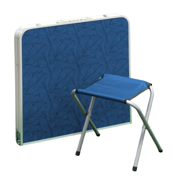Стол походный GREEN DAYS 120х60х68.5 см, столешница МДФ, синий (стол + 4 стульчика)