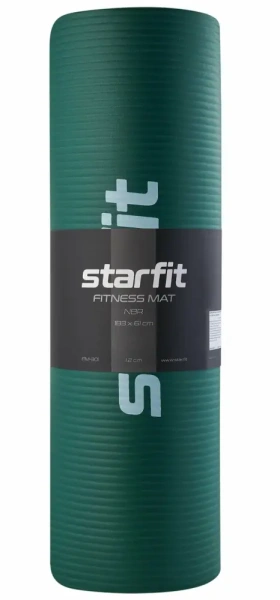 Коврик для йоги и фитнеса STARFIT FM-301 NBR (183х61х1,2см) изумрудный