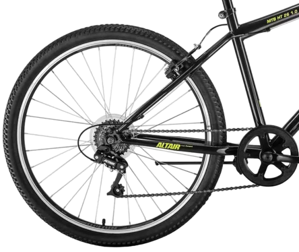 Велосипед ALTAIR 26" MTB HT 1,0 (7 ск., рост 17", хард) черный/желтый
