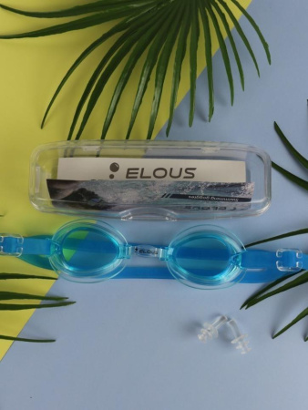 Очки для плавания ELOUS YG-1210, цв. голубой