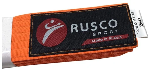 Пояс для кимоно RUSCO SPORT 2,6м,  оранжевый