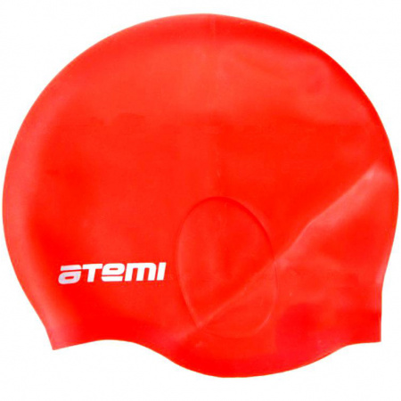 Шапочка для плавания ATEMI LC-03 силикон, д/длин. волос, красн.