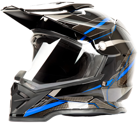 Шлем мото мотард HIZER B6197-1 (M) black/blue (13266)