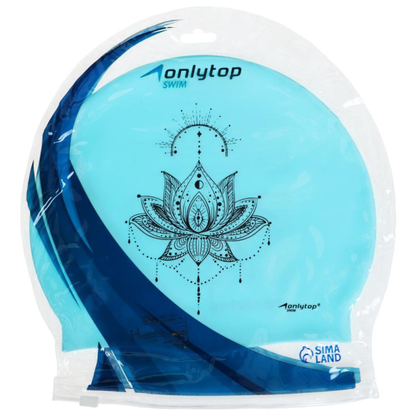 Шапочка для плавания ONLYTOP "Мандала" силикон голубой (5277681)
