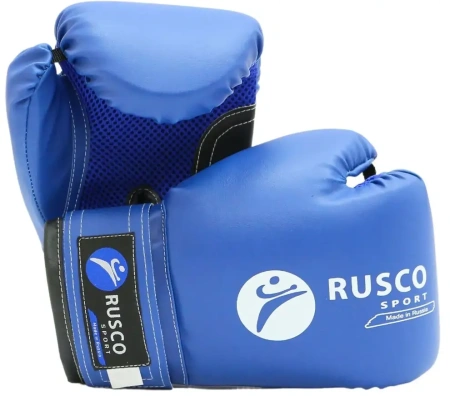 Перчатки боксерские RUSCOsport детские, кож.зам., 8 OZ, белый/синий