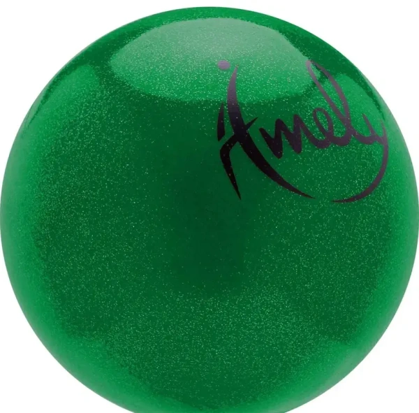 Мяч для художественной гимнастики однотонный AMELY AGB-
303, d-19 см, PVC, зеленый, с насыщенными блестками