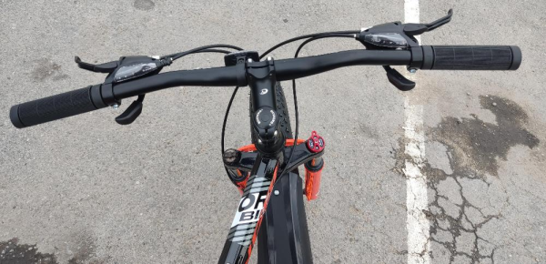 Велосипед MINGDI 24" FAT BIKE 730 (21ск., скл рама, двухподвес) черный/оранжевый
