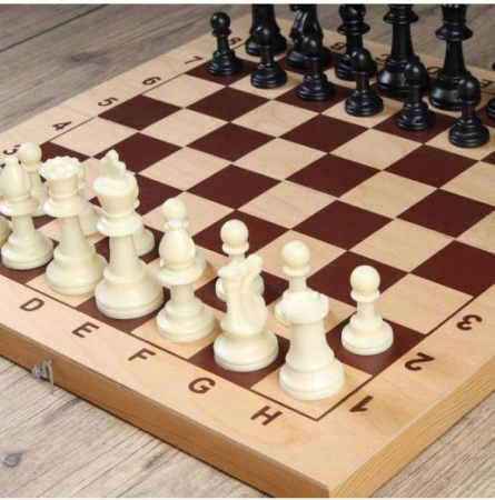 Фигуры шахматные обиходные, пластиковые (король h9.7 см, пешка 4.2 см)  (4339335)
